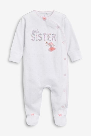 Buy Little Sister Embroidered Sleepsuit 