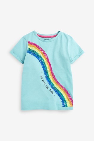 Buy Teal Sequin Rainbow T Shirt 3 16yrs From The Next Uk Online Shop