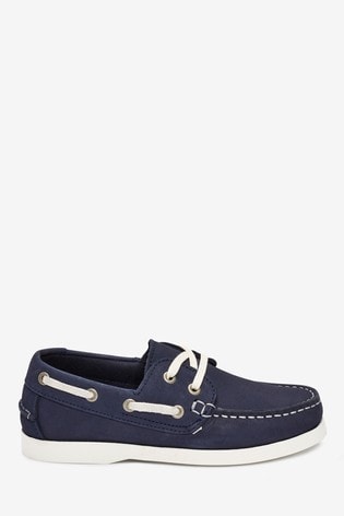 navy leather boat shoes