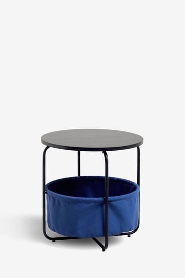 Fabric Storage Side Table From The, Navy Side Table With Storage