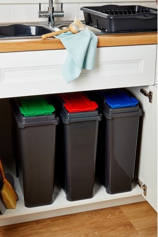 3 pezzi colore Rosso/Verde/Giallo Wham 25L Slimline Home Office riciclaggio in plastica 