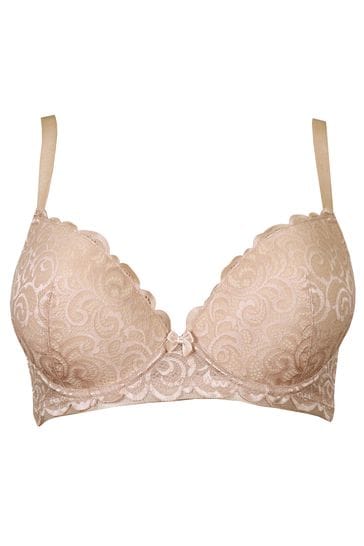 Pour Moi Grey Padded Romance Moulded Plunge Push Up Bra