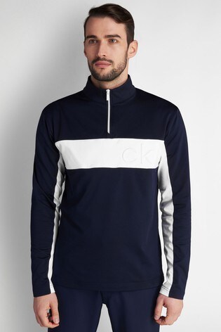 Calvin Klein Golf Blue Embossed Half Zip Top