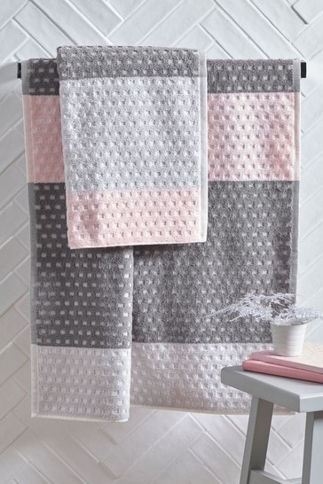 pink grey towels