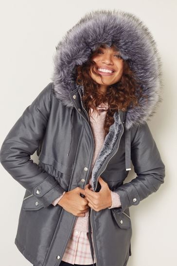 Faux Fur Hooded Parka Coat From The, Black Winter Coat Faux Fur Hood