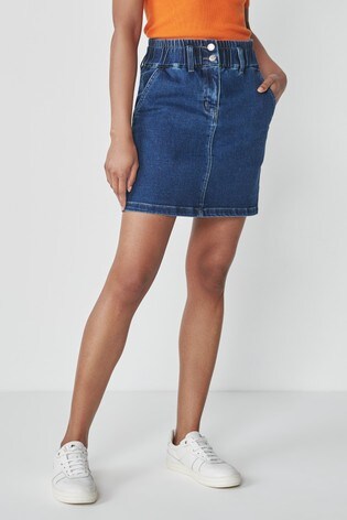 Buy Elasticated Waist Denim Mini Skirt