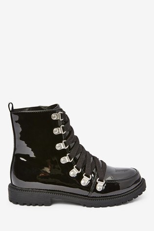 black patent hiker boots