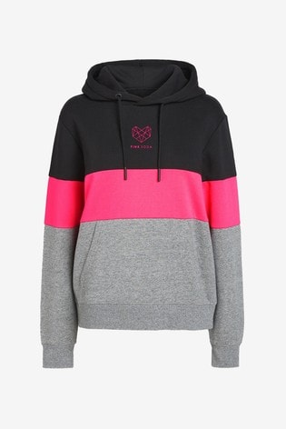 pink soda sport logo panel hoodie