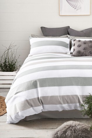 Buy Textured Waffle Stripe Duvet Cover And Pillowcase Set From The