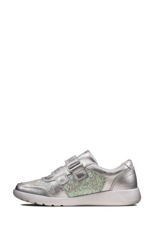 silver velcro shoes