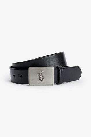 Bliv forvirret sensor hud Buy Polo Ralph Lauren® Black Logo Plate Leather Belt from the Next UK  online shop