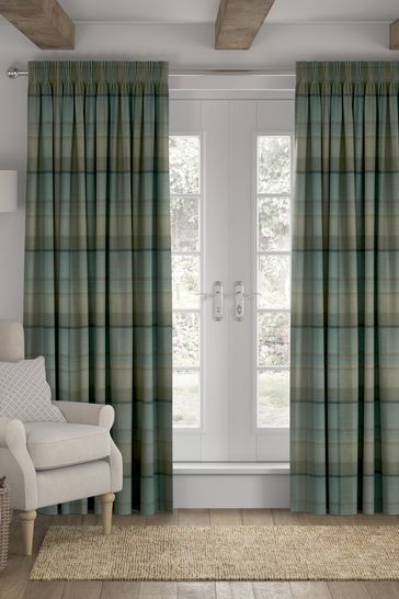 Marlow Check Made To Measure Curtains, Green And Teal Curtains