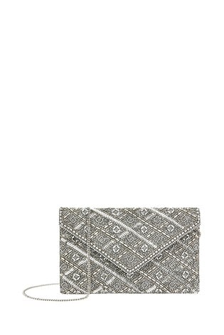 silver grey clutch bag