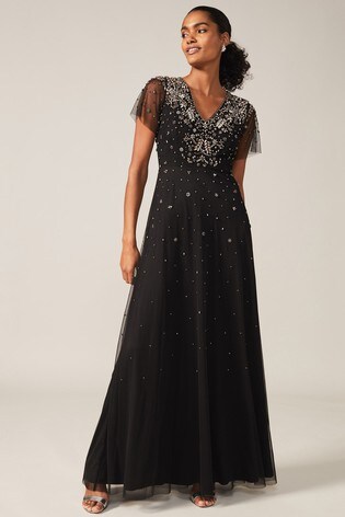Phase Eight Black Pascale Jewelled Tulle Dress