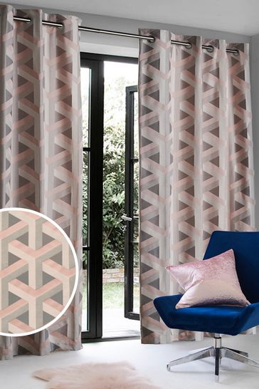 Buy Optical Geo Jacquard Eyelet Lined Curtains From The Next Uk Online Shop