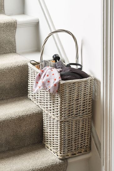 Grey Home-ever Willow Wicker Stair Step Basket 