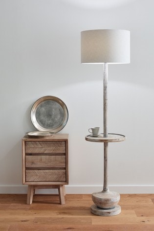 Hemi Wood Floor Lamp With Table By, Washed Wood Floor Lamp