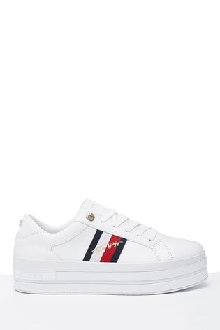 white flatform trainers uk