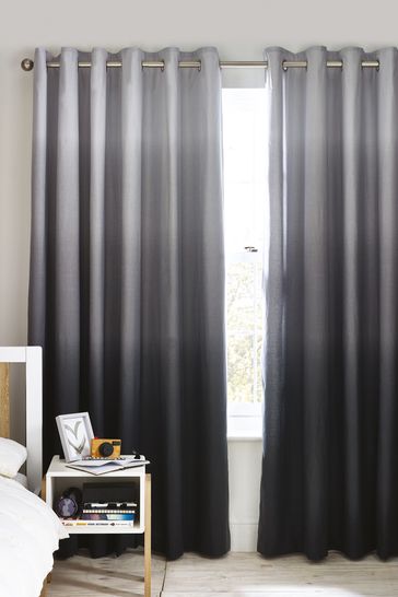 Ombre Eyelet Blackout Curtains From, Grey And Black Blackout Curtains