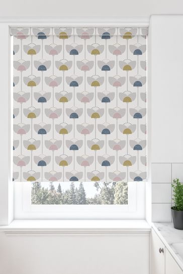 pix Next Roller Blinds Made To Measure grey retro tulip made to measure roller blind