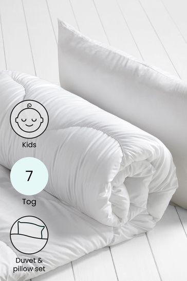 4.5 Tog Quilt + Pillow Textile Online Unisex Baby Cot Duvet Quilt & Pillow Anti-Allergy Junior Nursery Toddler Bedding 