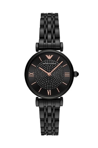 armani black and gold watch