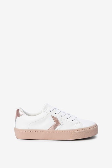 Buy White/Rose Gold Leather Trainers 