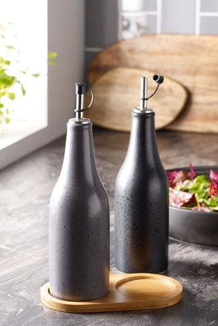 Home Essentials Oil and Vinegar Ceramic Dispenser Bottles with Cork Stoppers 
