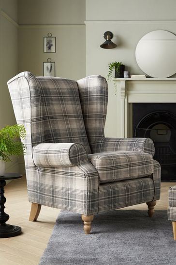 Buy Versatile Check Nevis Grey Grande Sherlock Highback Armchair From buy-versatile-check-nevis-grey-grande-sherlock-highback-armchair-from
