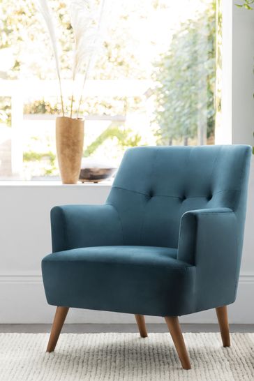 blue armchair next