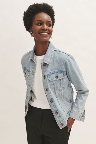 long denim trucker jacket