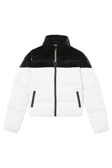 calvin klein jeans mw down shiny short puffer