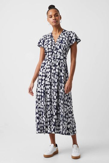 Buy French Connection Islanna Crepe Printed Navy Midi Dress from the Next  UK online shop