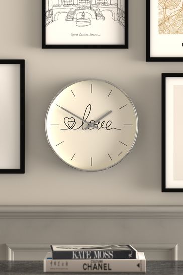 Buy Jones Clocks Silver Love Graphic 