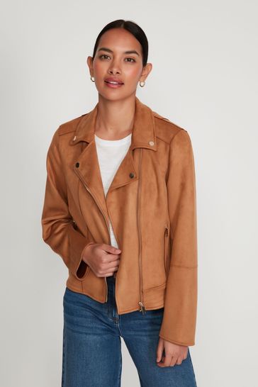 Buy M\u0026Co Brown Suedette Biker Jacket 