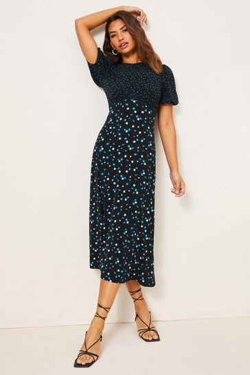 Lipsy Short Sleeve Underbust Midi Dress 