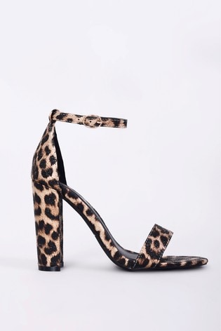 Leopard Print Barely There Chunky Heels 