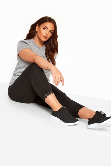 Lace trimmed leggings womens