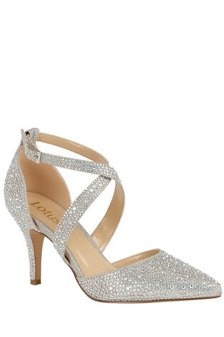 silver jewelled heels