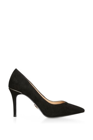 black suede court shoes mid heel