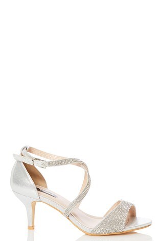 silver sandals low heel wide fitting