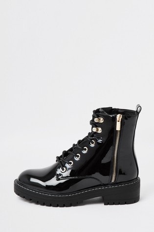 river island black lace up boots