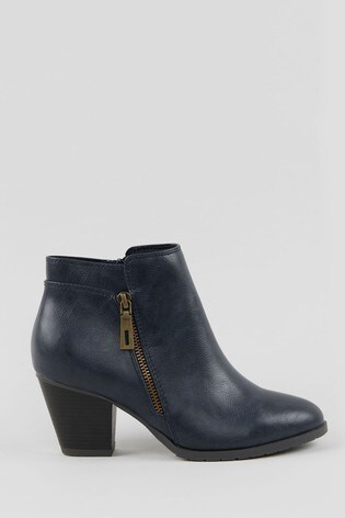 navy heeled ankle boots uk
