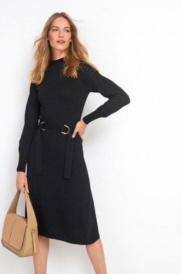 Buy Belted Long Sleeve Knit Dress from ...