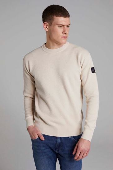 next.de | Calvin Klein Cream Interlock Micro Logo Sweatshirt