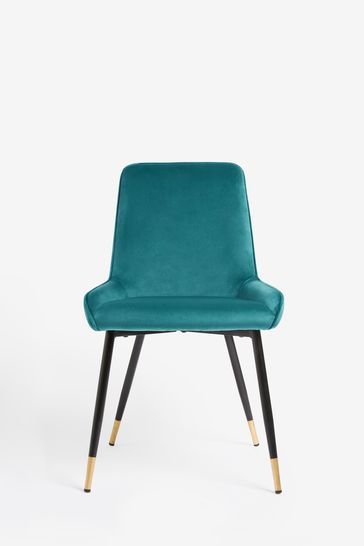 Black Legs Piano Dining Chairs, Dark Teal Upholstered Dining Chair
