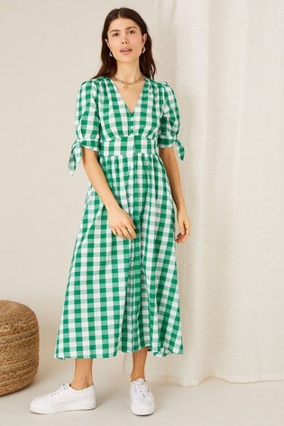 Monsoon Green Anima Gingham Print Dress ...