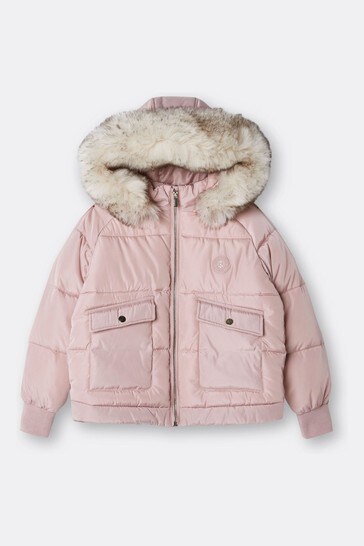 river island pink padded coat