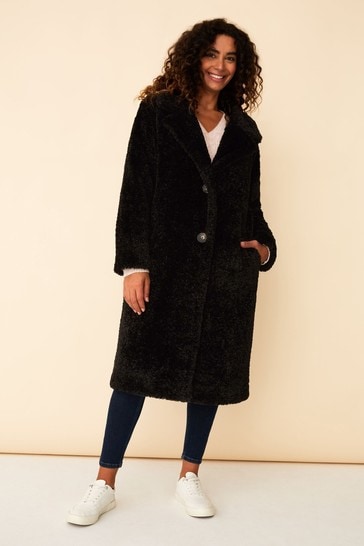 Buy F☀F Black Long Teddy Coat from the ...