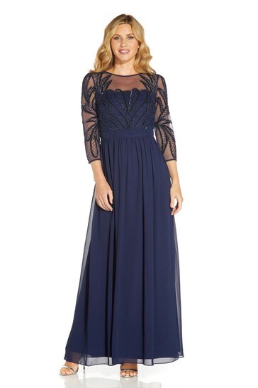 adrianna papell beaded bodice jersey gown